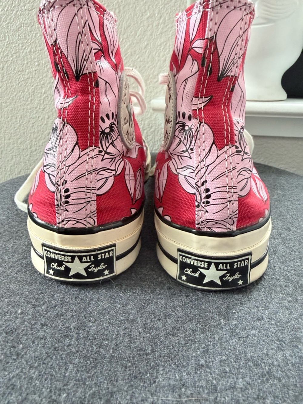 Converse Chuck Taylor All Star Floral High Top Sneakers Pink Red Women’s Size 9 - Picture 5 of 10